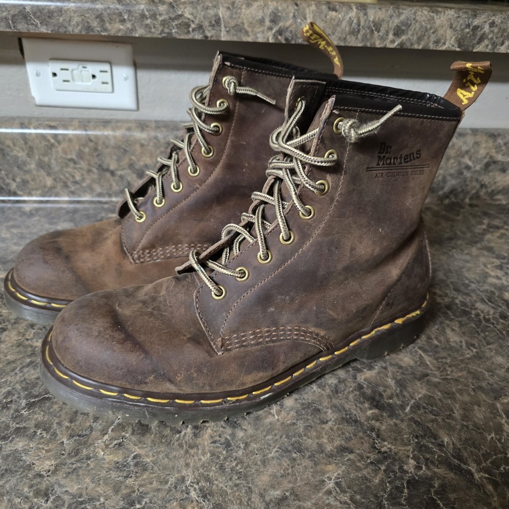 VTG 90's Dr. Martens 1460 Made in England Brown Leather Boots Size US 11
